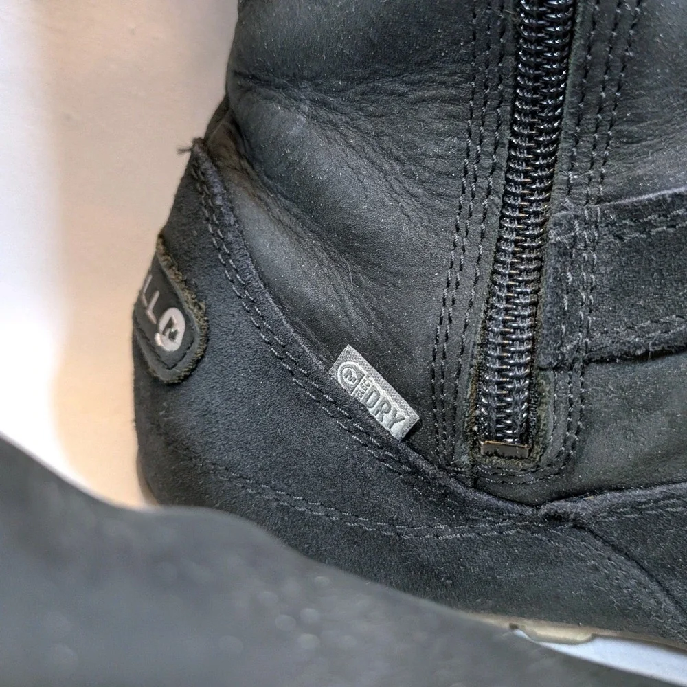 Merrell Black Tall Boots; Leather Suede M-Select Dry Waterproof Zip